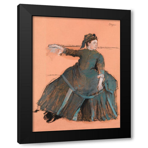 Woman on a Sofa Black Modern Wood Framed Art Print by Degas, Edgar