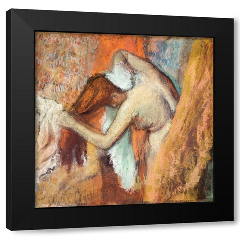 Woman at Her Toilette Black Modern Wood Framed Art Print with Double Matting by Degas, Edgar