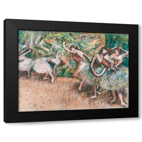Ballet Scene Black Modern Wood Framed Art Print with Double Matting by Degas, Edgar