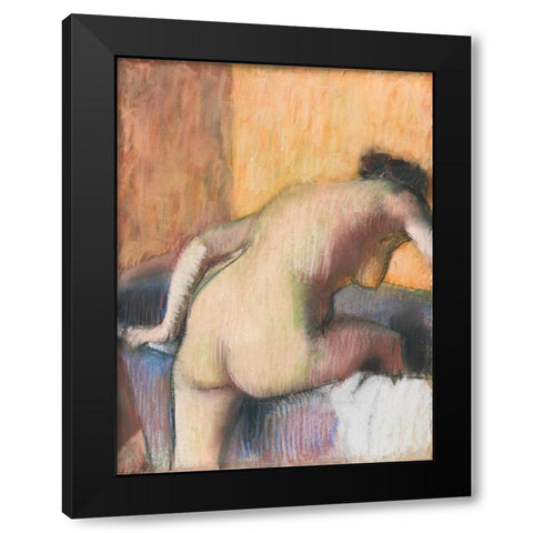 Bather Stepping into a Tub Black Modern Wood Framed Art Print with Double Matting by Degas, Edgar