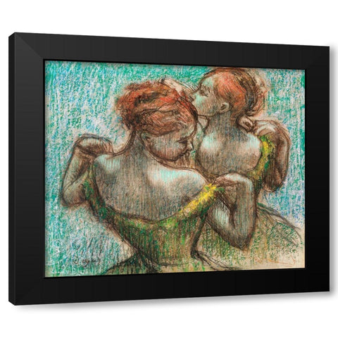 Two Dancers Black Modern Wood Framed Art Print by Degas, Edgar