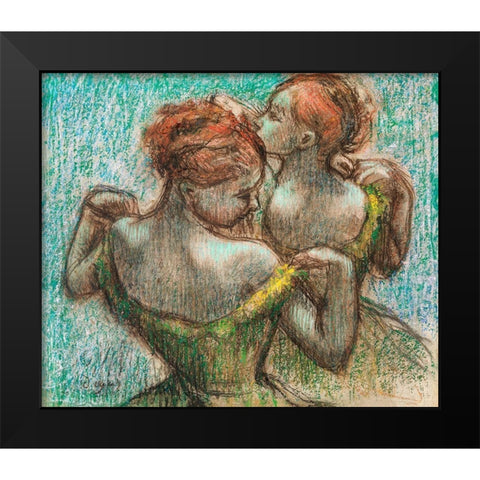 Two Dancers Black Modern Wood Framed Art Print by Degas, Edgar
