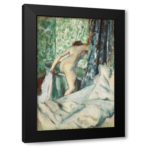 The Morning Bath Black Modern Wood Framed Art Print by Degas, Edgar