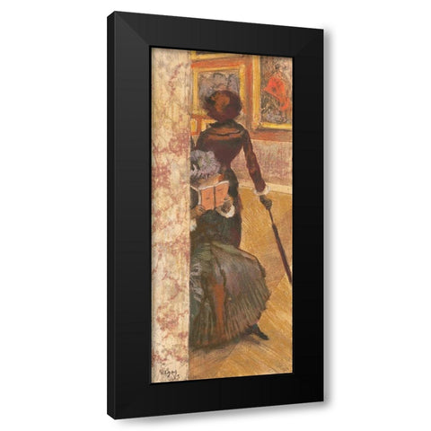 Mary Cassatt at the Louvre Black Modern Wood Framed Art Print by Degas, Edgar