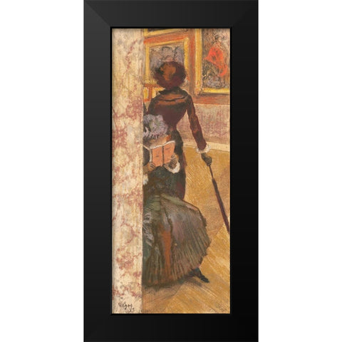 Mary Cassatt at the Louvre Black Modern Wood Framed Art Print by Degas, Edgar