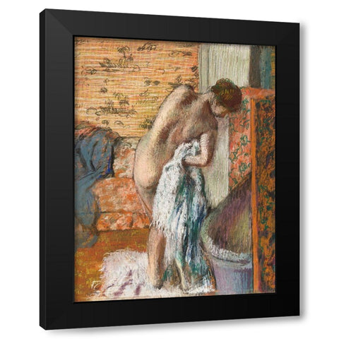 Apres le bain Black Modern Wood Framed Art Print by Degas, Edgar