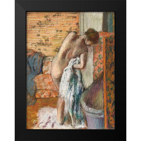 Apres le bain Black Modern Wood Framed Art Print by Degas, Edgar
