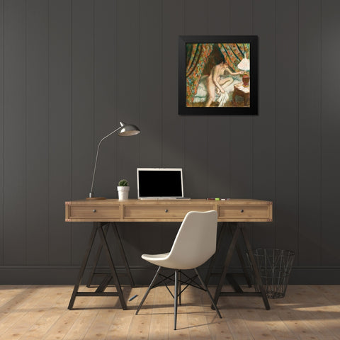 Retiring Black Modern Wood Framed Art Print by Degas, Edgar