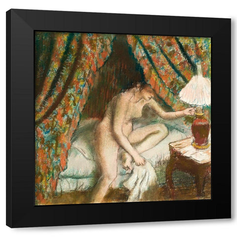 Retiring Black Modern Wood Framed Art Print by Degas, Edgar