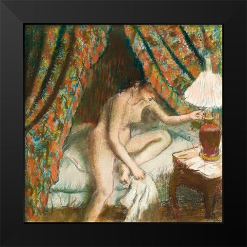 Retiring Black Modern Wood Framed Art Print by Degas, Edgar