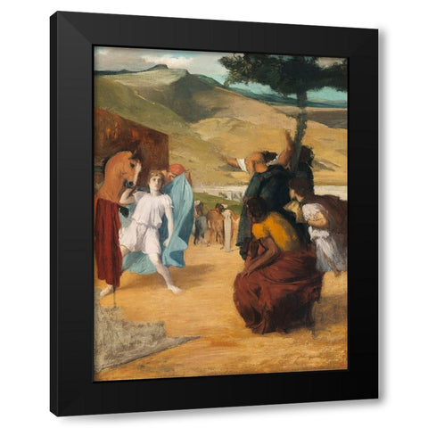 Alexander and Bucephalus Black Modern Wood Framed Art Print with Double Matting by Degas, Edgar