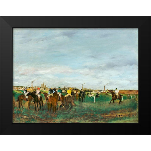 The Races Black Modern Wood Framed Art Print by Degas, Edgar