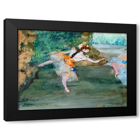 Dancer Onstage Black Modern Wood Framed Art Print with Double Matting by Degas, Edgar