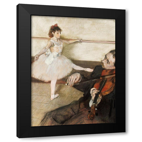 The Dance Lesson Black Modern Wood Framed Art Print with Double Matting by Degas, Edgar