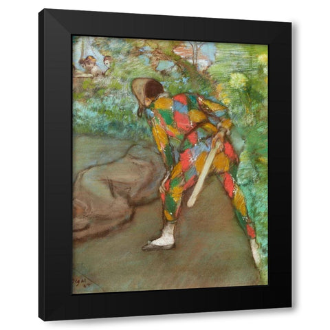 Harlequin Black Modern Wood Framed Art Print with Double Matting by Degas, Edgar