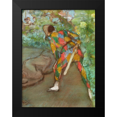 Harlequin Black Modern Wood Framed Art Print by Degas, Edgar