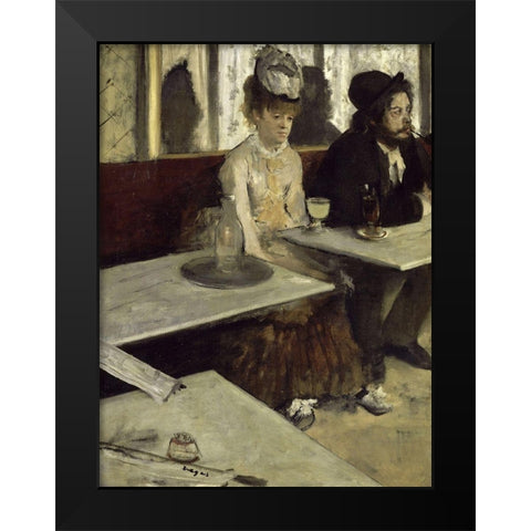 In a Cafe Black Modern Wood Framed Art Print by Degas, Edgar