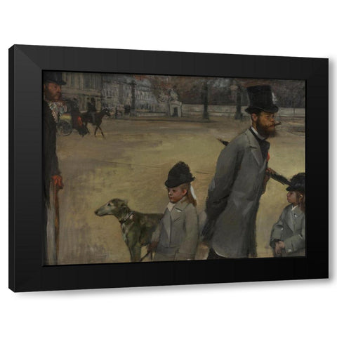 Place de la Concorde Black Modern Wood Framed Art Print with Double Matting by Degas, Edgar