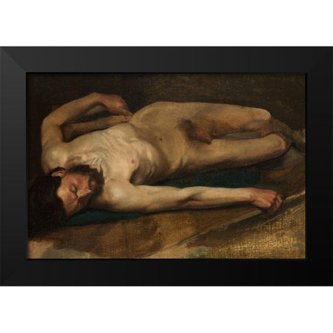 Male Nude Black Modern Wood Framed Art Print by Degas, Edgar