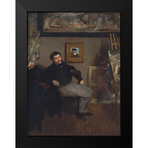 Portrait of James Tissot Black Modern Wood Framed Art Print by Degas, Edgar