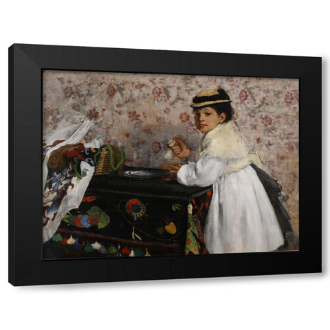 Portrait of Mlle. Hortense Valpincon Black Modern Wood Framed Art Print with Double Matting by Degas, Edgar