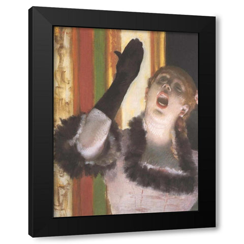 The Singer with the Glove Black Modern Wood Framed Art Print by Degas, Edgar