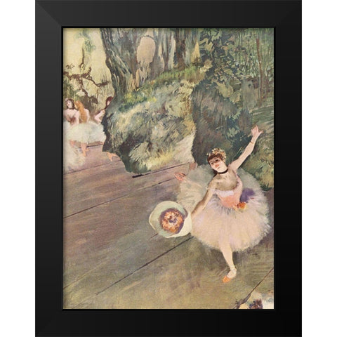 Dancer with a Bouquet of Flowers Black Modern Wood Framed Art Print by Degas, Edgar