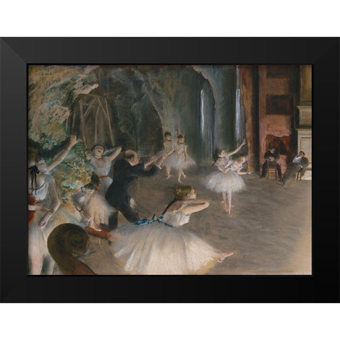 Stage Rehearsal Black Modern Wood Framed Art Print by Degas, Edgar