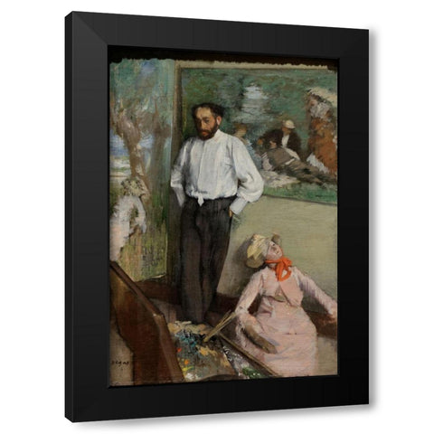 Portrait of Henri Michel-Lévy Black Modern Wood Framed Art Print with Double Matting by Degas, Edgar