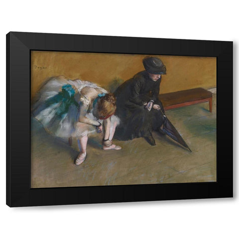 Waiting Black Modern Wood Framed Art Print by Degas, Edgar