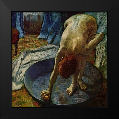 Woman in a Tub Black Modern Wood Framed Art Print by Degas, Edgar