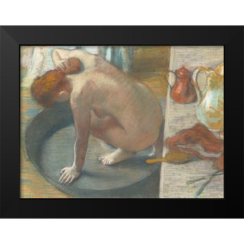 The Tub Black Modern Wood Framed Art Print by Degas, Edgar