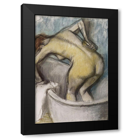 The Bath: Woman Supporting Her Back Black Modern Wood Framed Art Print by Degas, Edgar