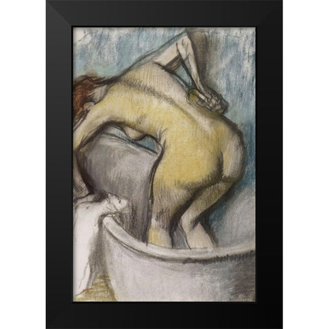 The Bath: Woman Supporting Her Back Black Modern Wood Framed Art Print by Degas, Edgar