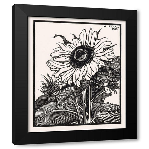 Sunflower Black Modern Wood Framed Art Print with Double Matting by De Graag, Julie