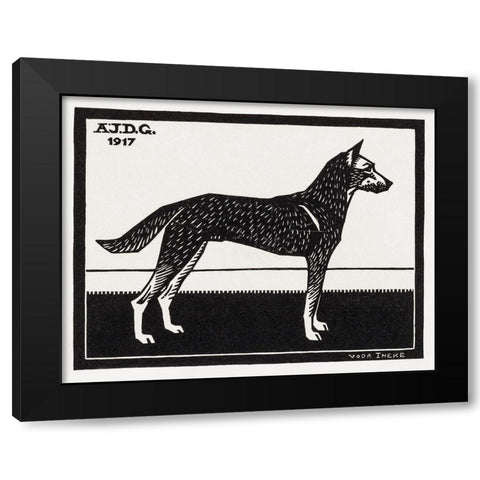 Dog Black Modern Wood Framed Art Print by De Graag, Julie