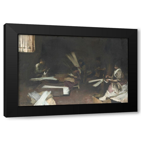 Venetian Glass Workers Black Modern Wood Framed Art Print with Double Matting by Sargent, John Singer
