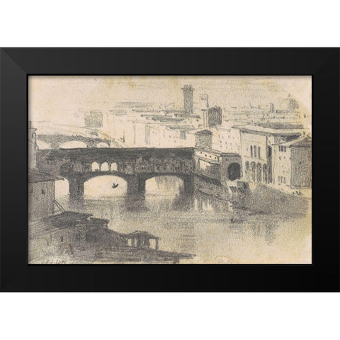 Ponte Vecchio, Florence Black Modern Wood Framed Art Print by Sargent, John Singer