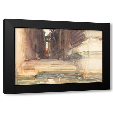 The Calle della Rosa with the Monte di Pieta, Venice Black Modern Wood Framed Art Print by Sargent, John Singer