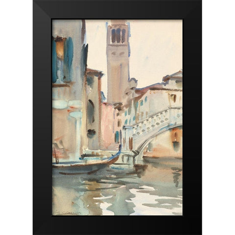 A Bridge and Campanile, Venice Black Modern Wood Framed Art Print by Sargent, John Singer
