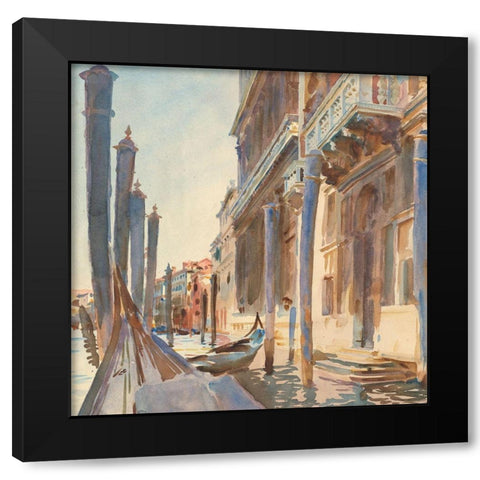 Gondola Moorings on the Grand Canal Black Modern Wood Framed Art Print with Double Matting by Sargent, John Singer