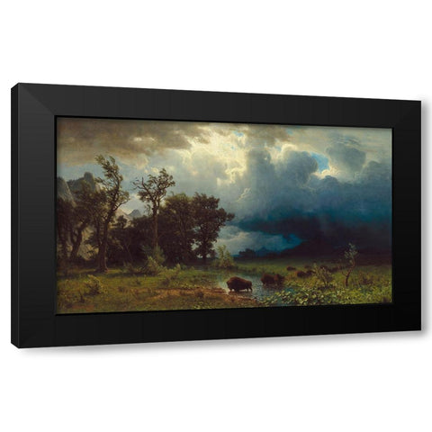 Buffalo Trail: The Impending Storm Black Modern Wood Framed Art Print with Double Matting by Bierstadt, Albert