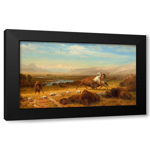 The Last of the Buffalo Black Modern Wood Framed Art Print by Bierstadt, Albert
