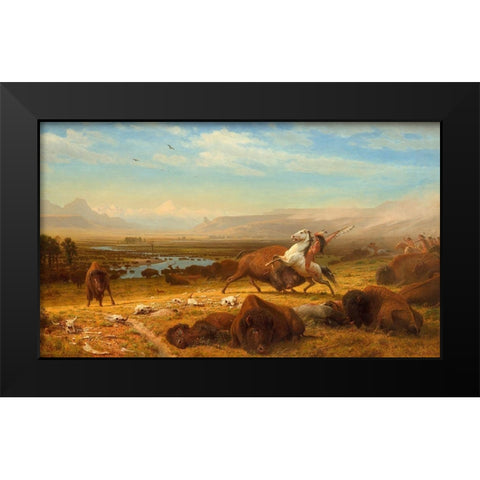 The Last of the Buffalo Black Modern Wood Framed Art Print by Bierstadt, Albert