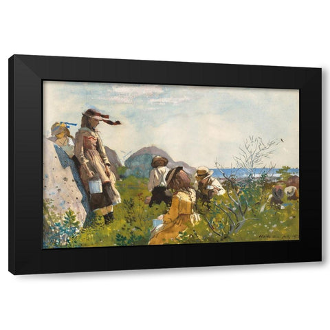 Berry Pickers Black Modern Wood Framed Art Print by Homer, Winslow
