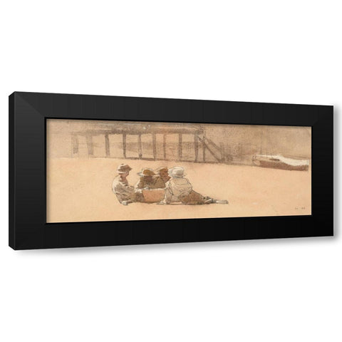 Four Boys on a Beach Black Modern Wood Framed Art Print with Double Matting by Homer, Winslow