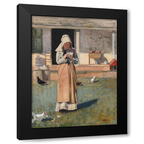 A Sick Chicken Black Modern Wood Framed Art Print by Homer, Winslow