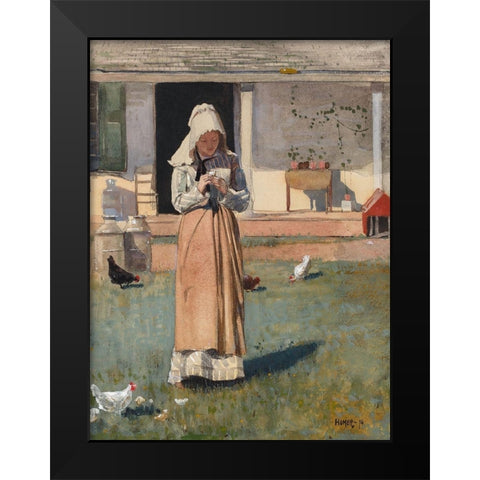 A Sick Chicken Black Modern Wood Framed Art Print by Homer, Winslow