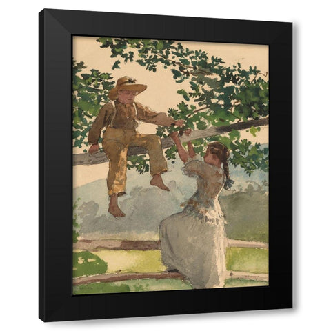 On the Fence Black Modern Wood Framed Art Print with Double Matting by Homer, Winslow