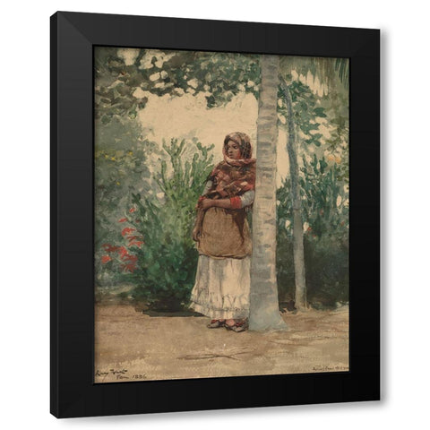Under a Palm Tree Black Modern Wood Framed Art Print with Double Matting by Homer, Winslow